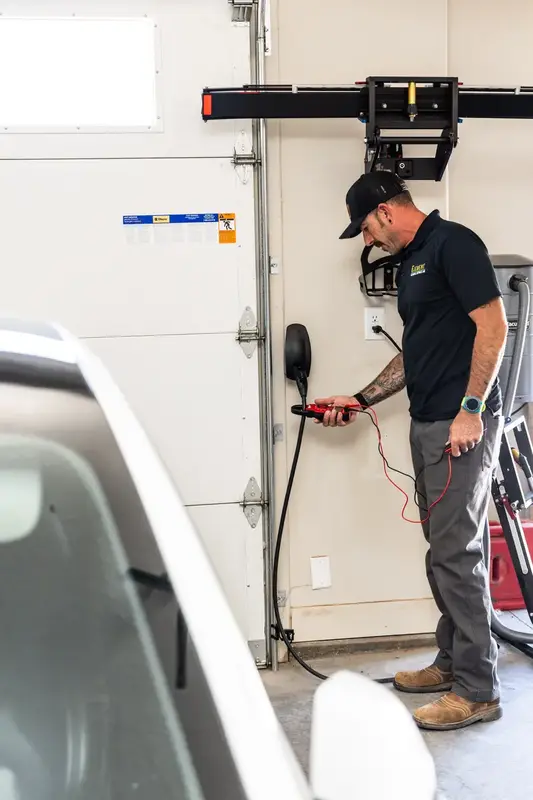 Element electrician at a home EV charger in St. George, UT