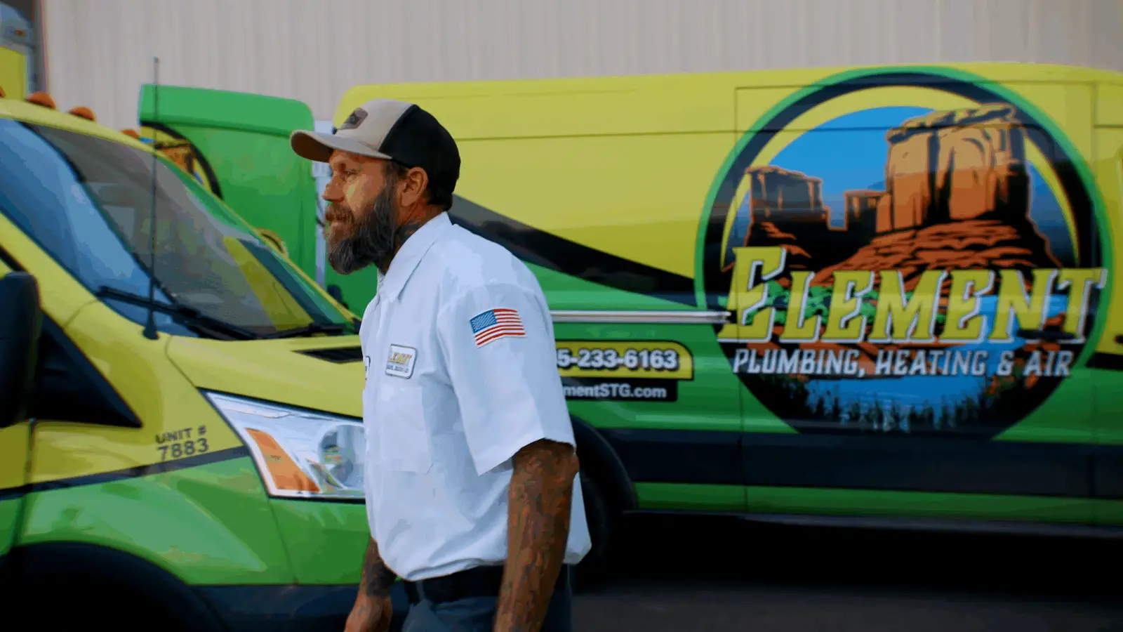 Element Plumbing Heating Air service vans in St. George UT