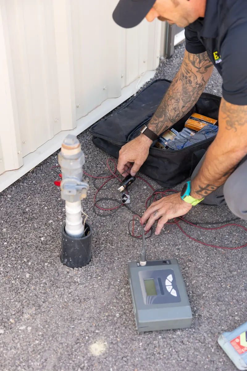 Element technician setting up leak detection equipment in St. George, UT